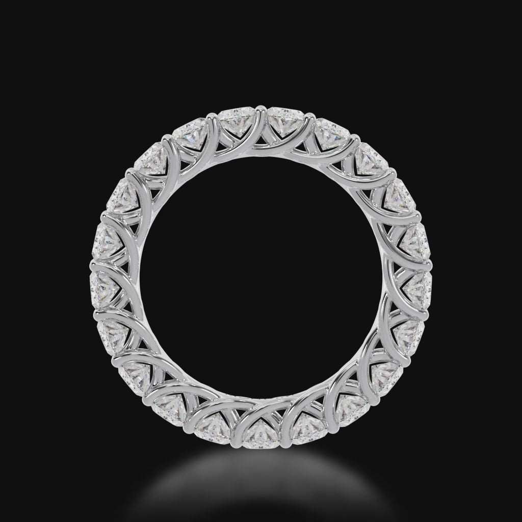 Oval cut diamonds claw set full circle eternity ring 3d video.