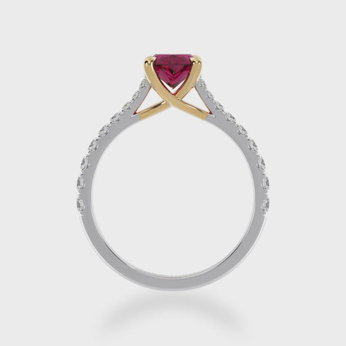 The Mondial by Nadia Oval cut Ruby on a diamond set band 3d video.