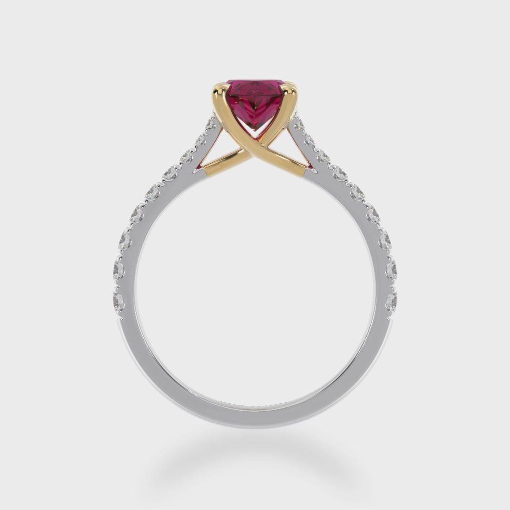 The Mondial by Nadia Oval cut Ruby on a diamond set band 3d video.