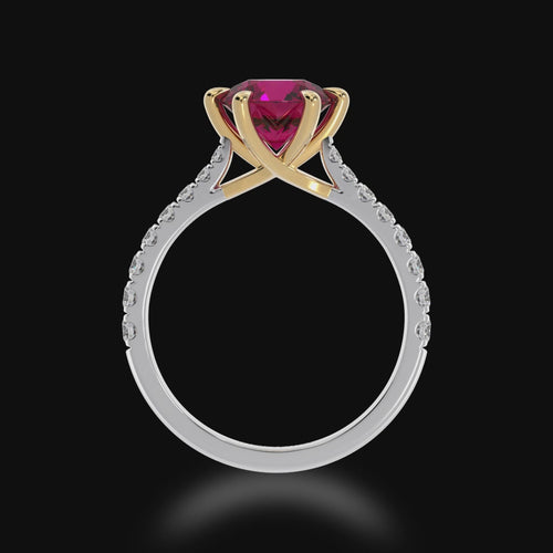 Round Brilliant cut Ruby on a diamond set band