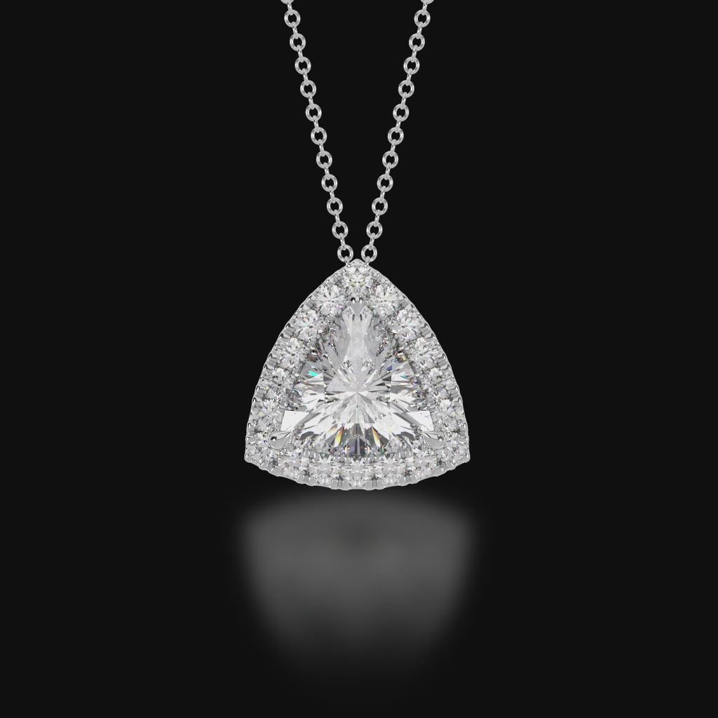 Trilliant cut diamond halo pendant 3d video