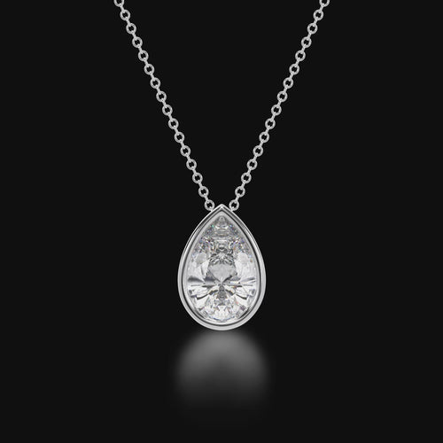 Pear shaped diamond bezel set pendant 3d video