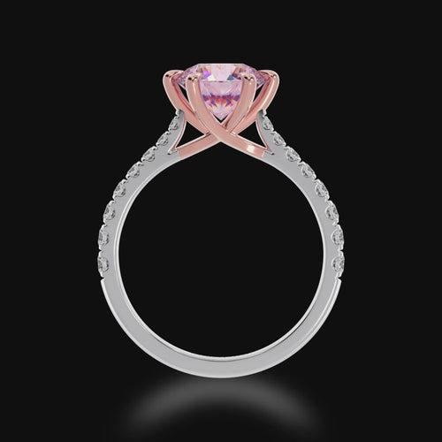 Round Brilliant cut Pink Sapphire on a diamond set band