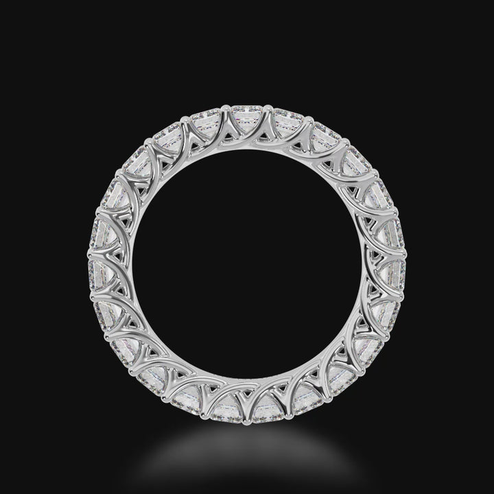 Asscher cut diamonds claw set full circle eternity ring 3d video