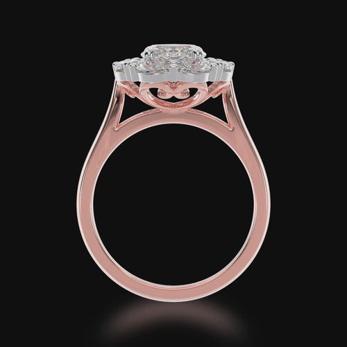 Marquise cut diamond cluster ring on rose gold band 3d video