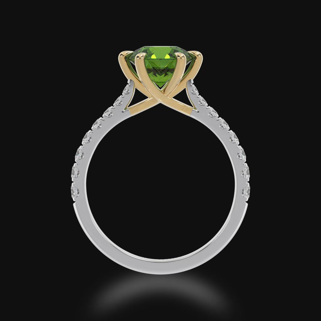 Round green parti sapphire with diamond set band 3D video
