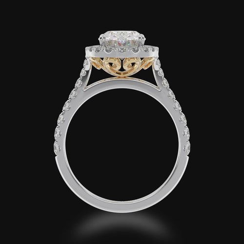 Video of the Oval cut diamond halo ring with diamond set band.