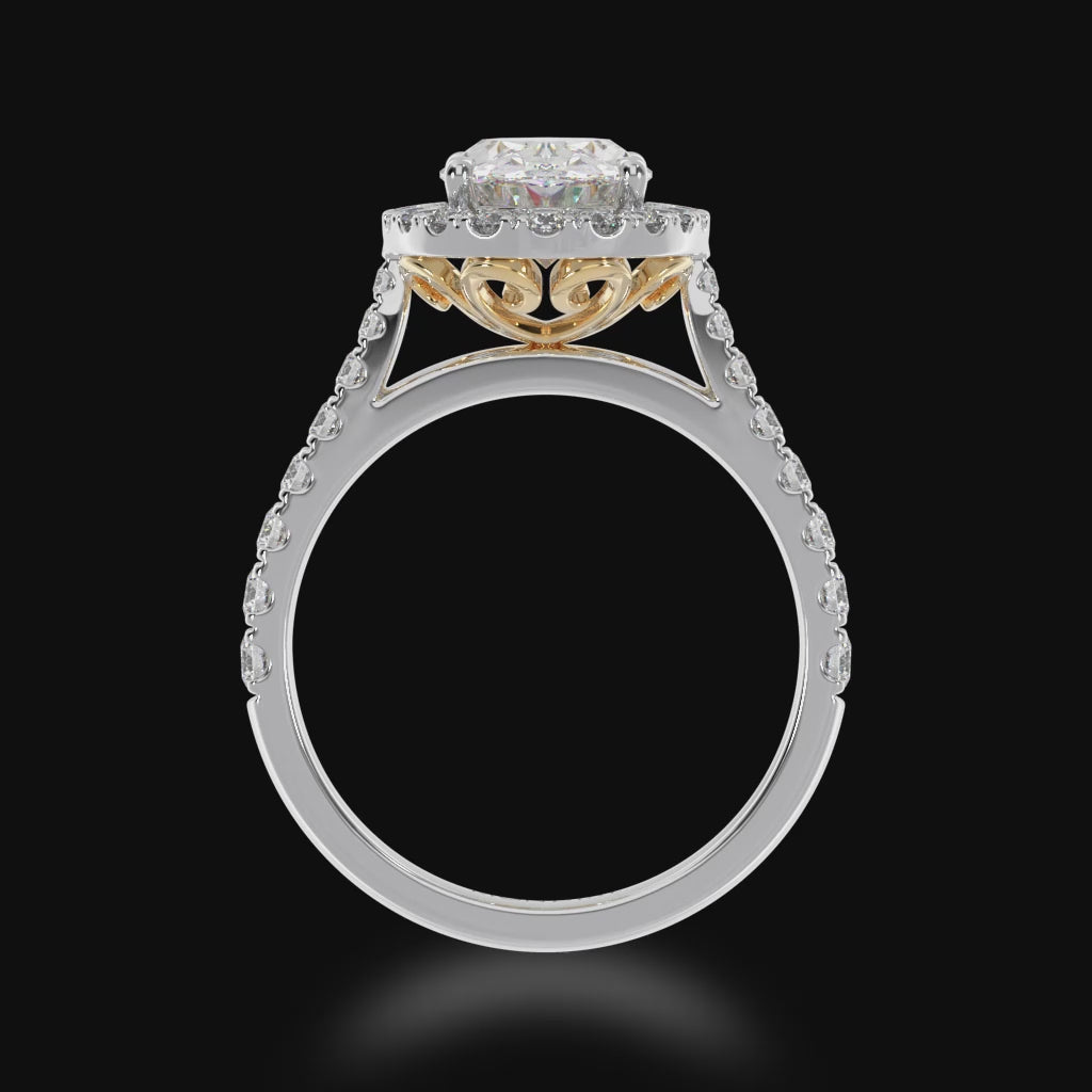 Video of the Oval cut diamond halo ring with diamond set band.