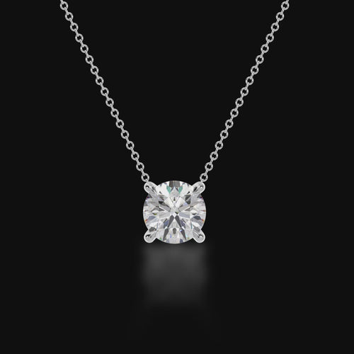 Round brilliant cut diamond bezel set pendant 3d video