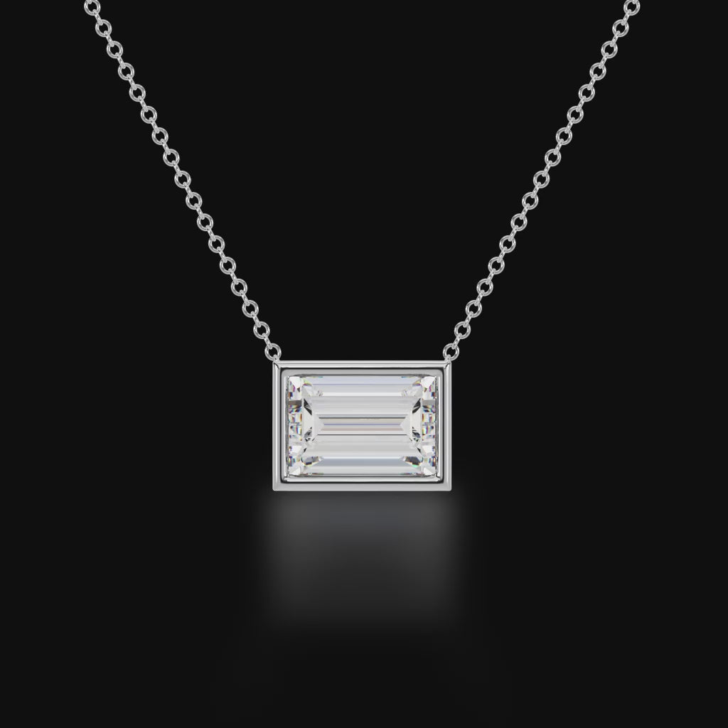 Baguette cut diamond bezel set pendant 3d video