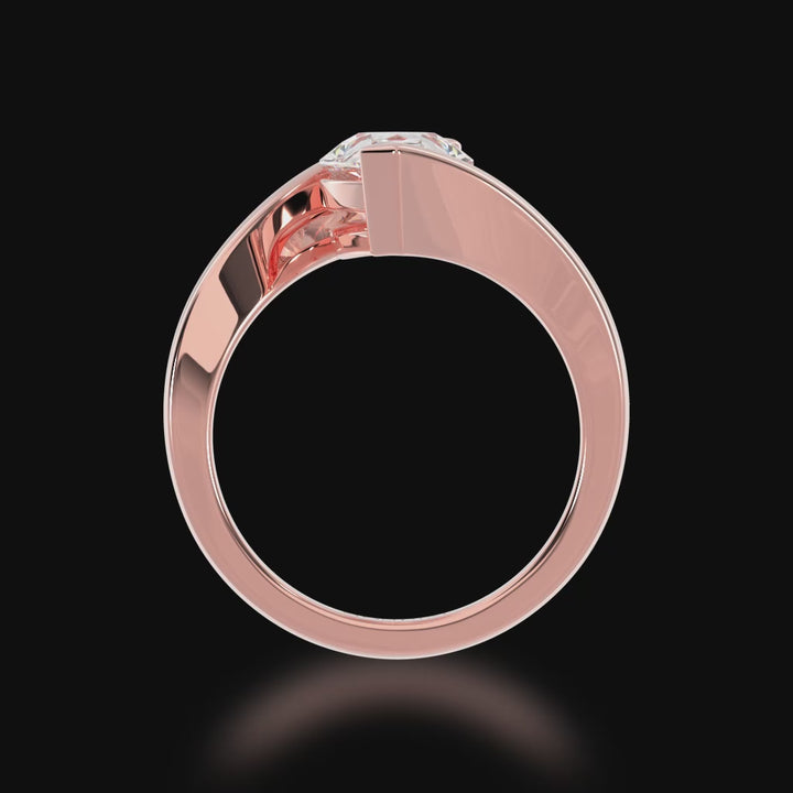 Pear shaped diamond solitaire set in rose gold bordeaux design ring 3d video