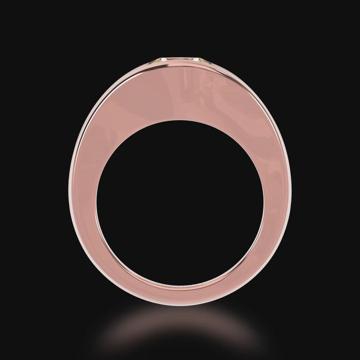 Flame design round brilliant cut champagne and diamond five stone ring in rose gold 3d video