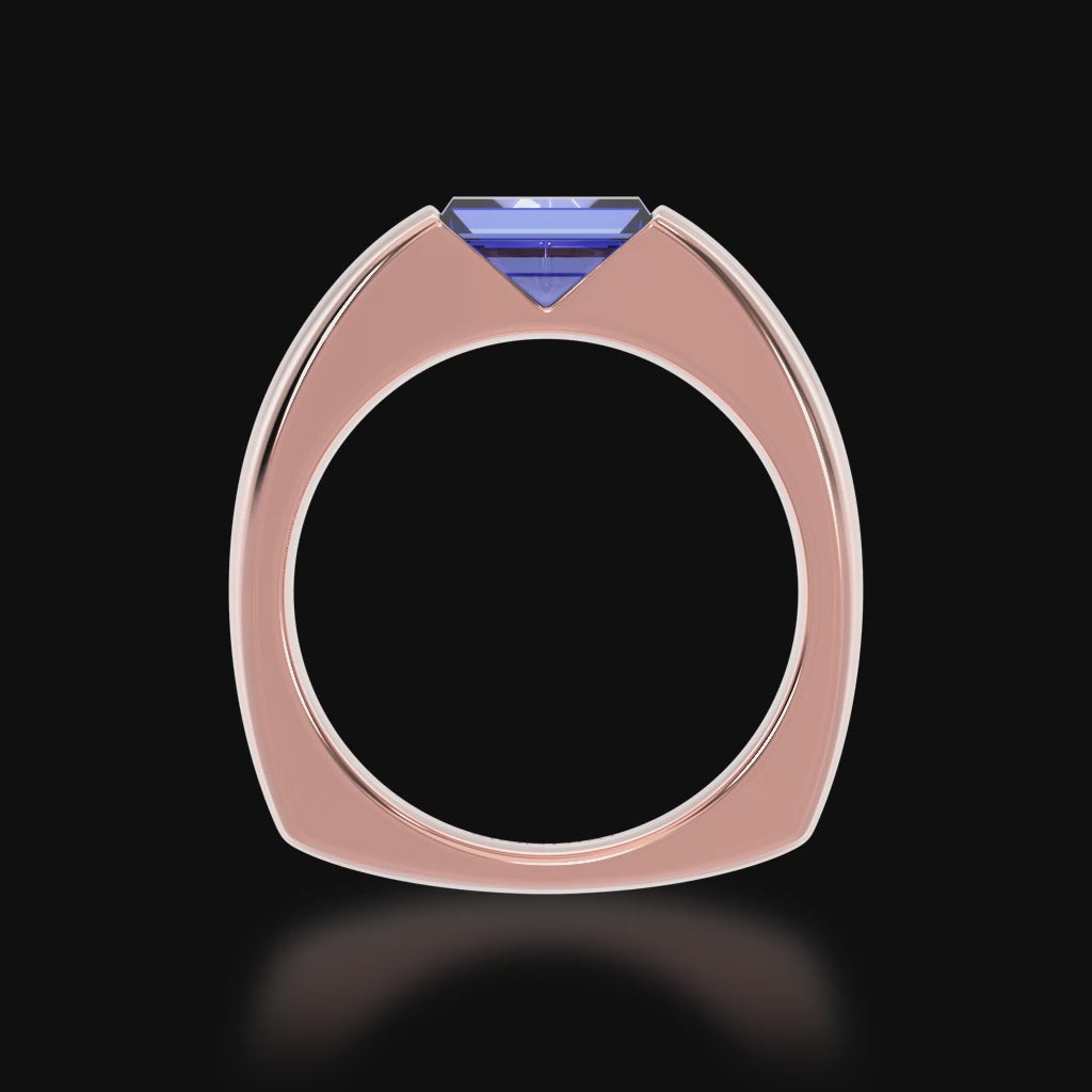 Embrace ring set with baguette cut blue sapphire in rose gold 3d video