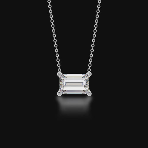 Baguette cut diamond claw set pendant 3d video