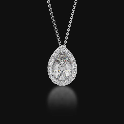 Pear shaped diamond halo pendant 3d video