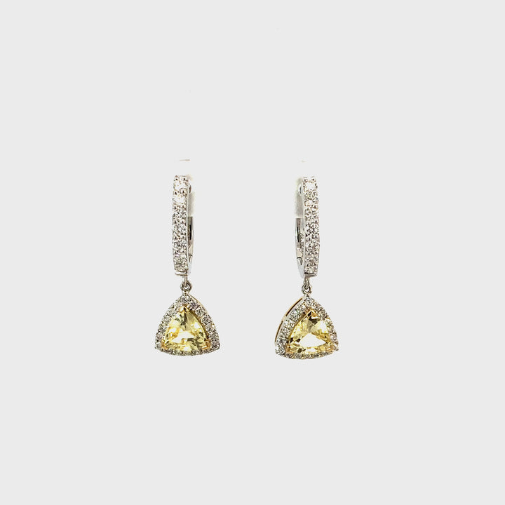 Yellow sapphire and diamond drop earrings