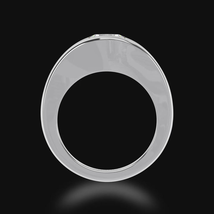 Flame design round brilliant cut diamond five stone ring in white gold 3d video