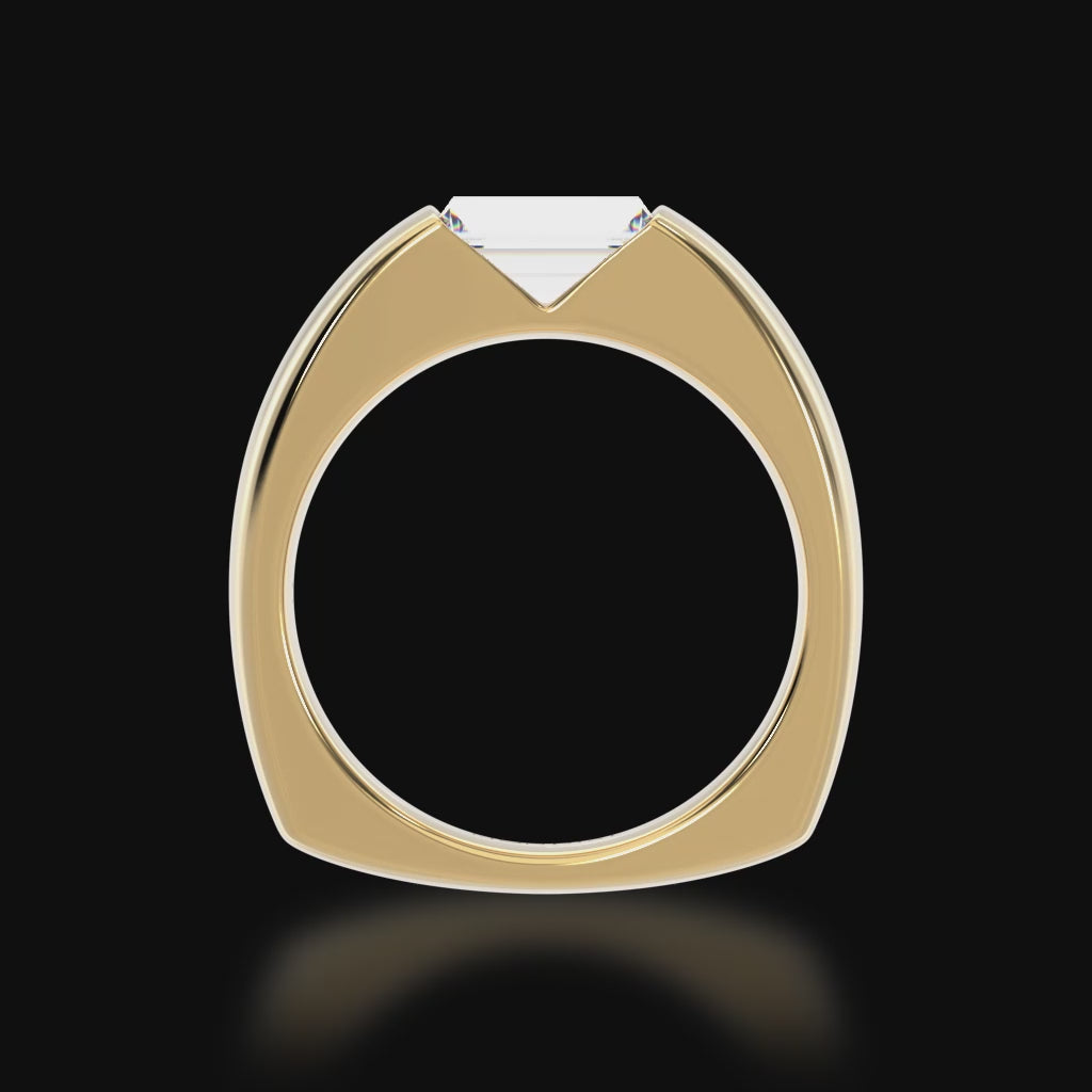 Embrace ring set with baguette cut diamond in yellow gold 3d video