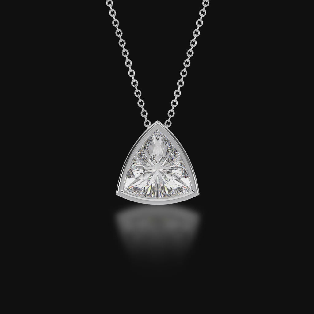 Trilliant cut diamond bezel set pendant 3d video