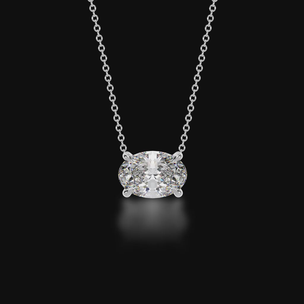 Oval cut diamond claw set pendant 3d video