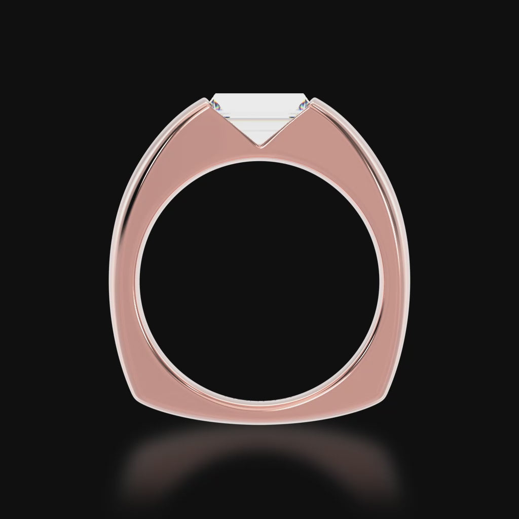 Embrace ring set with baguette cut white diamond in rose gold 3d video
