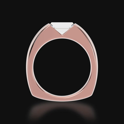 Embrace ring set with baguette cut white diamond in rose gold 3d video