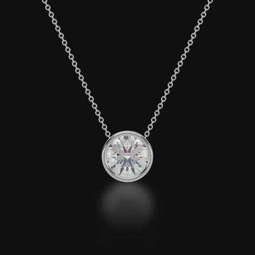 Round brilliant cut diamond bezel set pendant 3d video