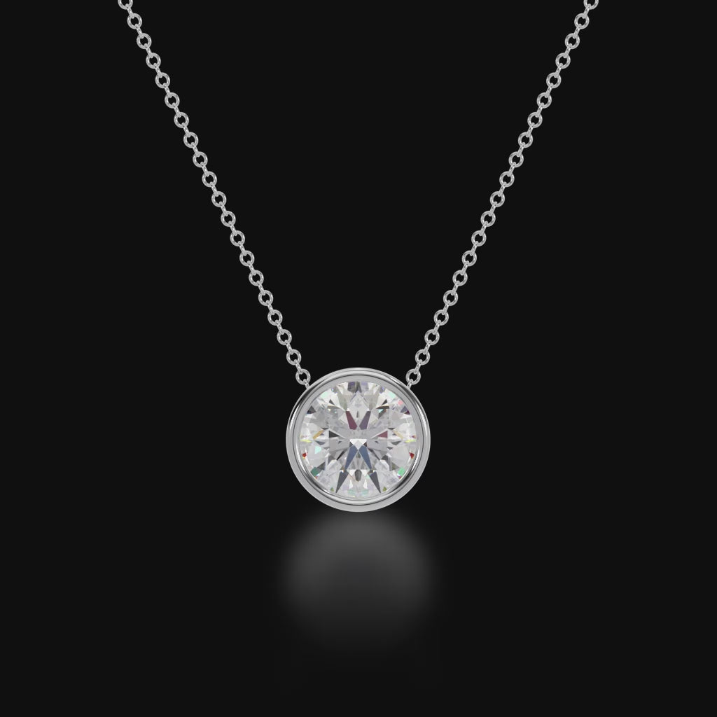 Round brilliant cut diamond bezel set pendant 3d video