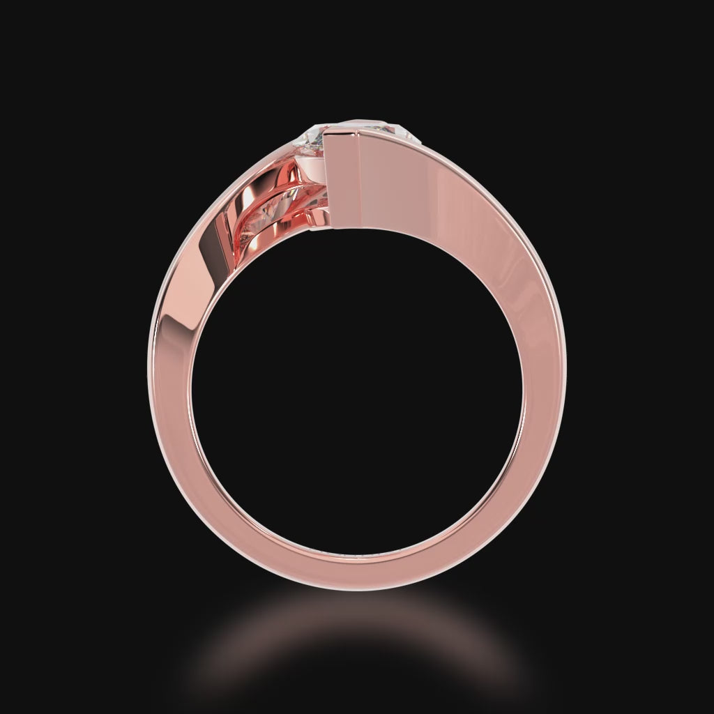 Marquise cut diamond solitaire set in rose bordeaux design ring 3d video  