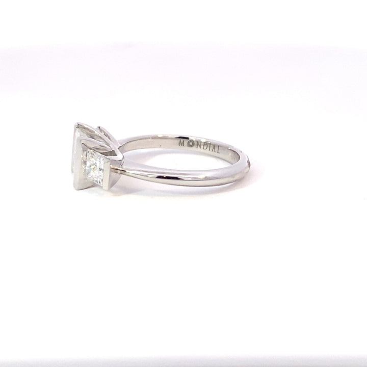 Trilogy princess cut diamond ring on white gold band