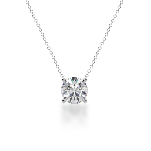 Round brilliant cut diamond bezel set pendant view from front