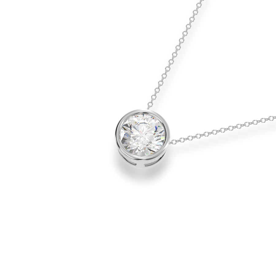 Round brilliant cut diamond bezel set pendant view from top