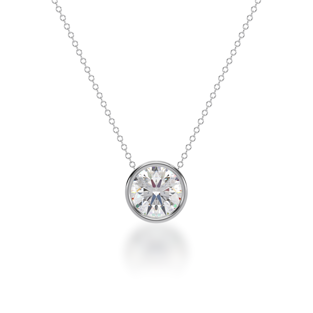 Round brilliant cut diamond bezel set pendant view from front