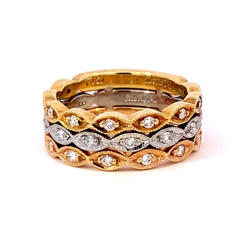 Rose yellow and white gold diamond ring