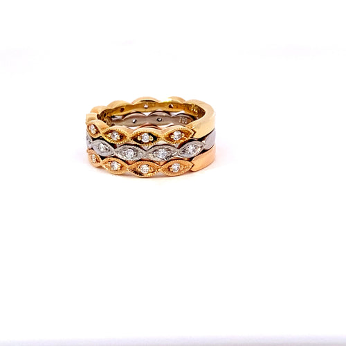 Rose yellow and white gold diamond ring