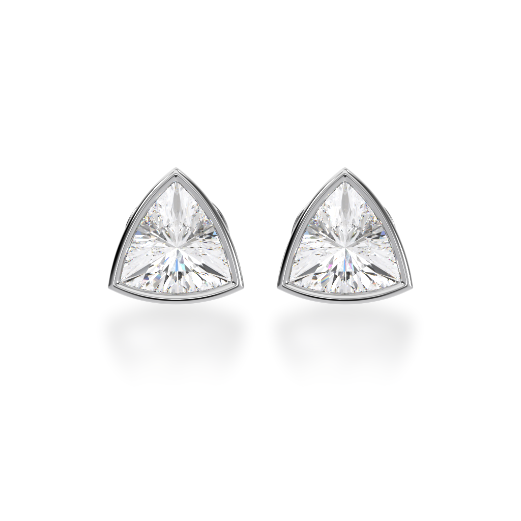 Bezel set trilliant cut diamond stud earrings – Mondial by Nadia