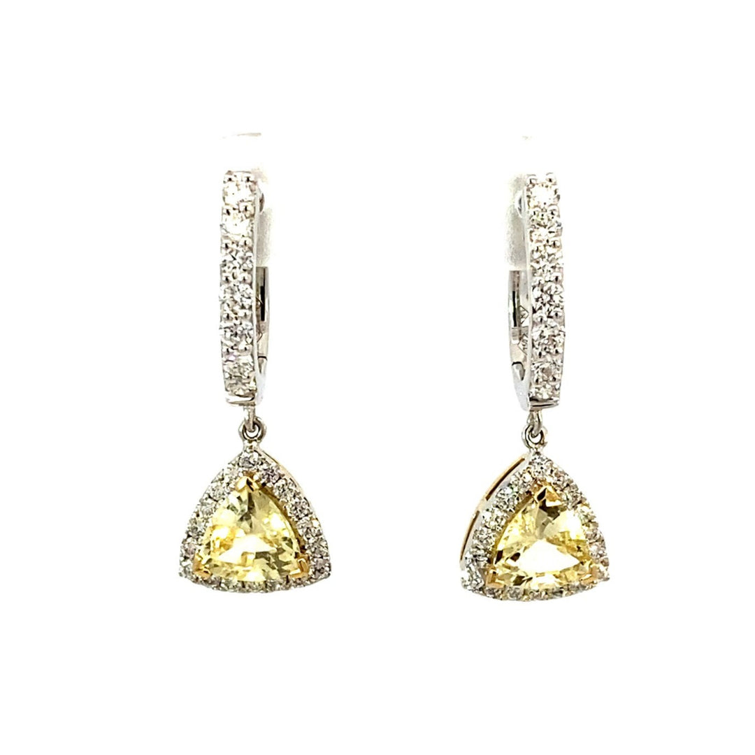 Yellow sapphire and diamond drop earrings