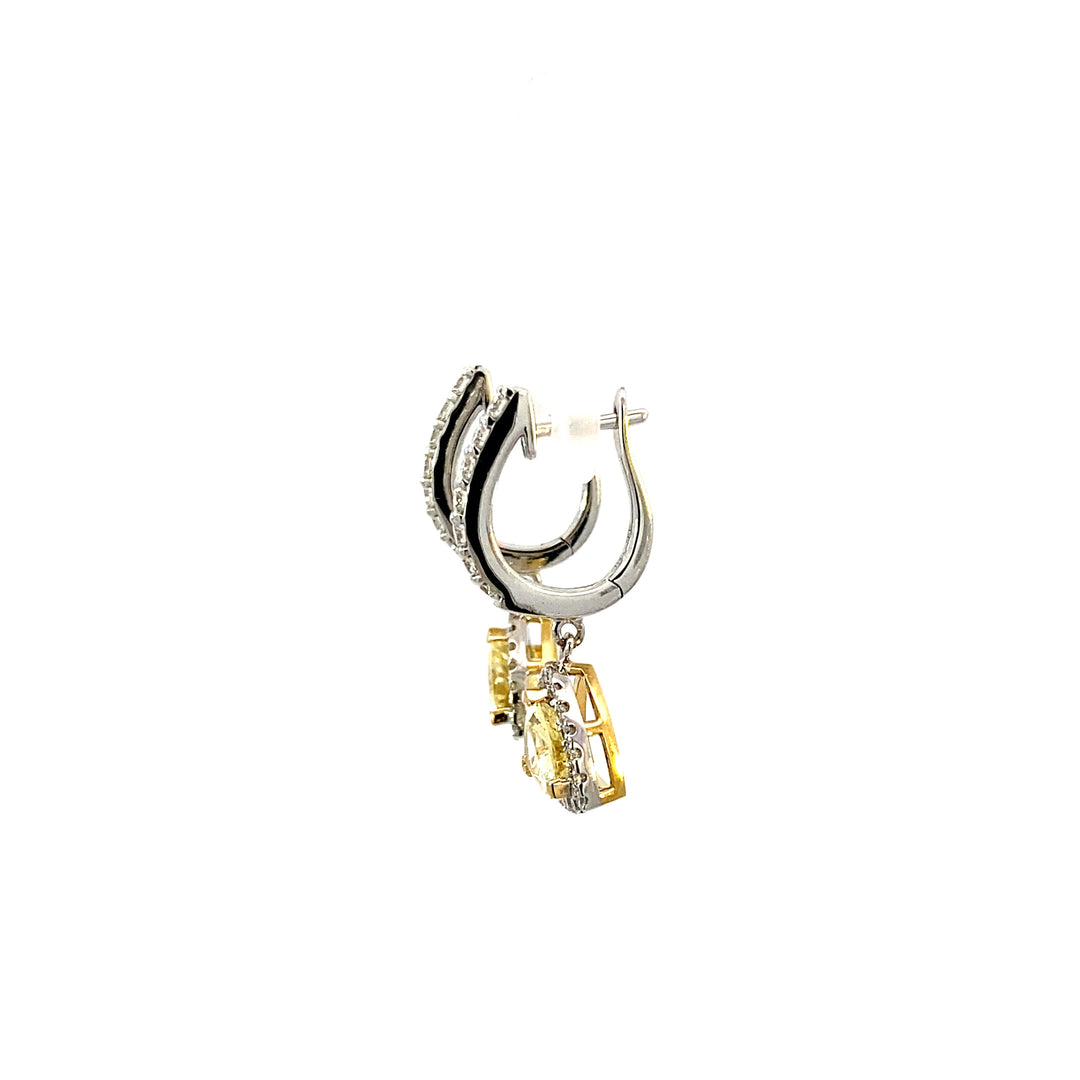 Yellow sapphire and diamond drop earrings