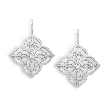 Valencia design diamond earrings white gold view from front