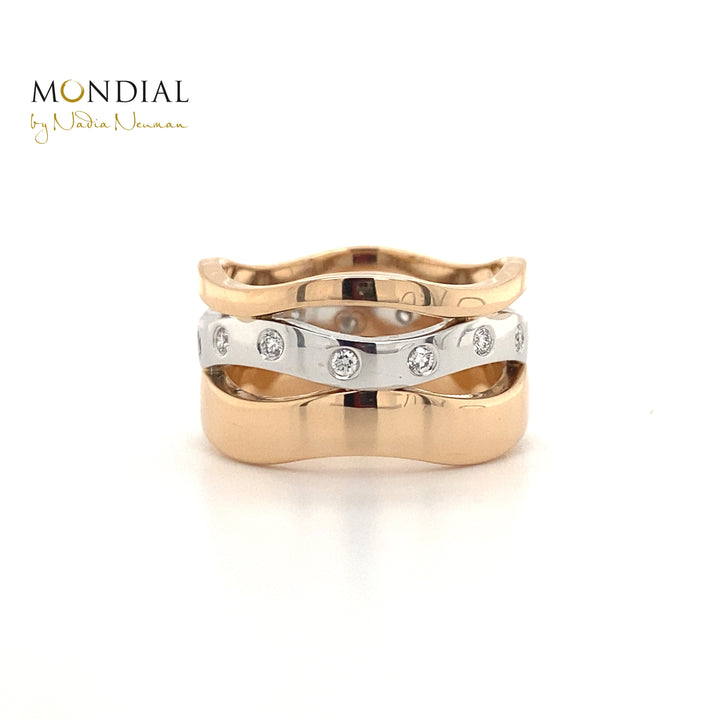 Freya design diamond ring in rose and white gold
