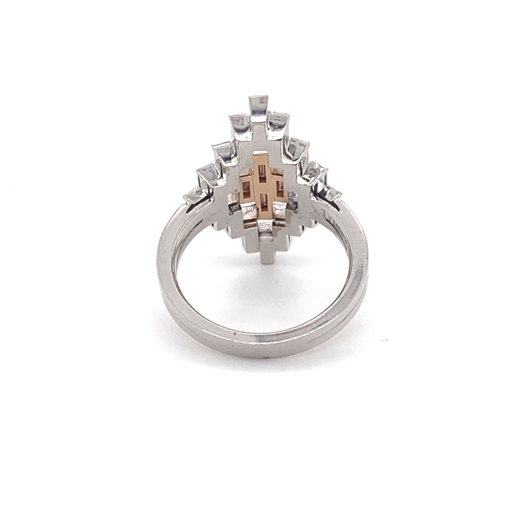 Manhattan design champagne and diamond ring on white gold band
