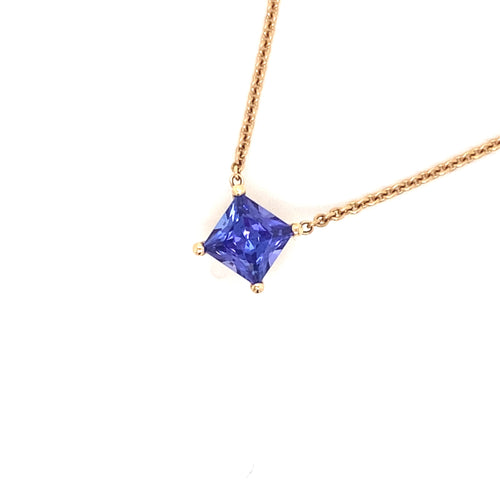 Princess cut tanzanite pendant view for front 