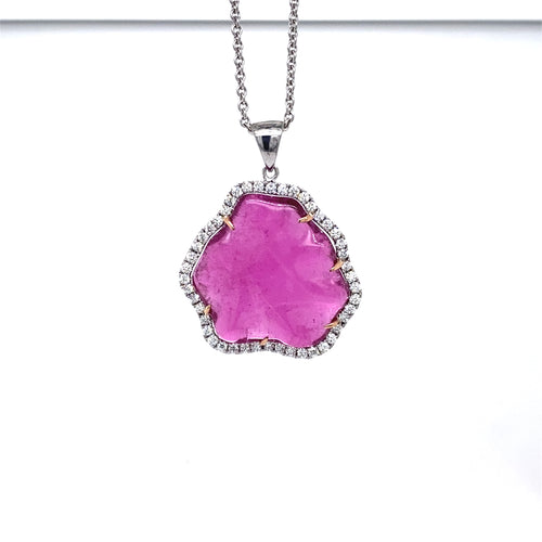 Tourmaline diamond pendant view from front