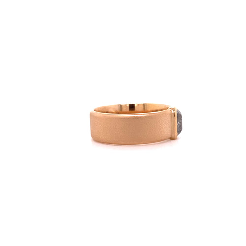 Salt and Pepper Diamond Ring crafted from 18ct rose gold, the diamond is facing to the right side.