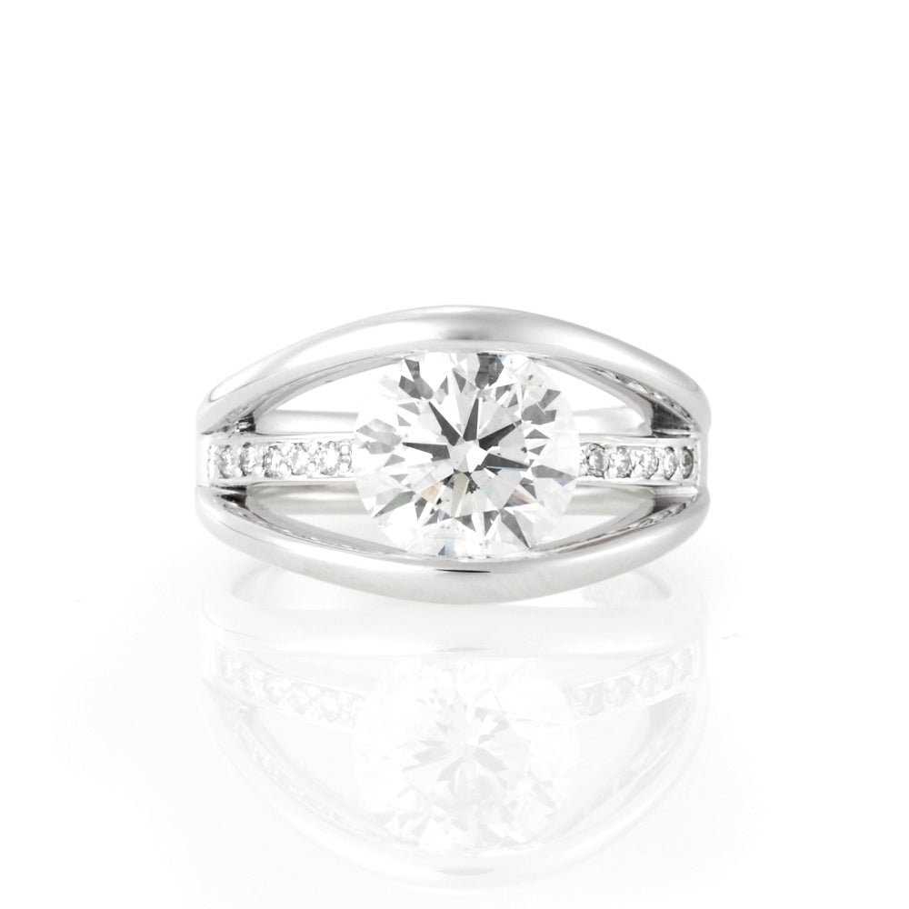 Ice storm design round brilliant cut diamond ring on white gold band