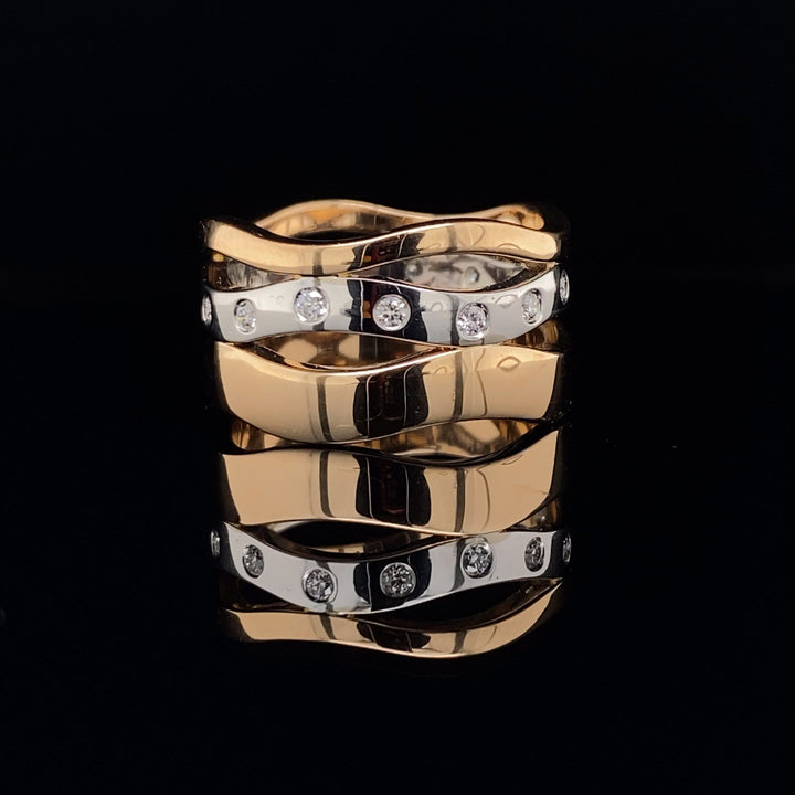 Freya design diamond ring in rose and white gold