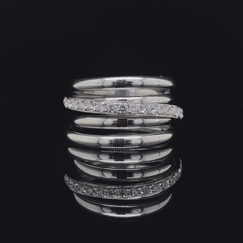 Multiband diamond ring in white gold