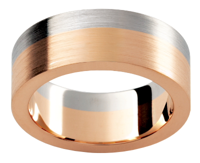 Mens brushed rose and white gold wedding ring