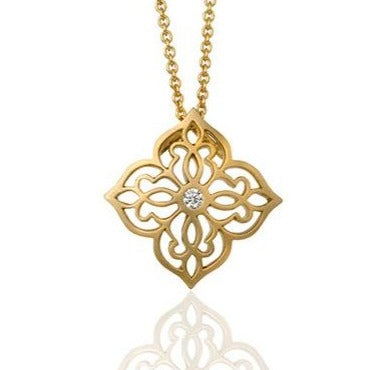 Valencia design diamond pendant yellow gold