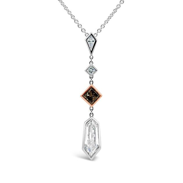 Cognac and diamond pendant white and rose gold